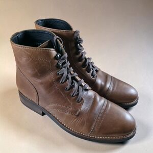 Thursday Everyday Boots Captain Mens Size 9 Brown Leather Handmade *Worn Once.